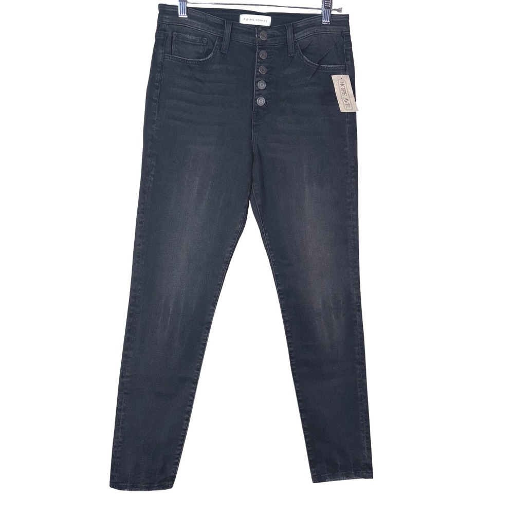 Flying Monkey Women's Black High Rise Button Fly Skinny‎ Jeans Size 29